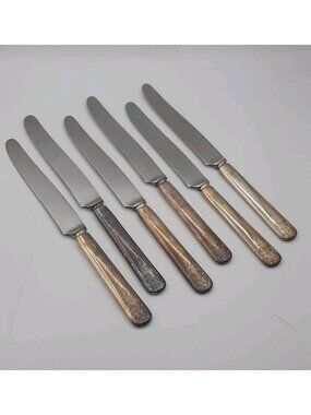 Oneida Margate 1938 Dinner Knife Knives 6 Silverplate Solid Handle 8 3/4" Rogers